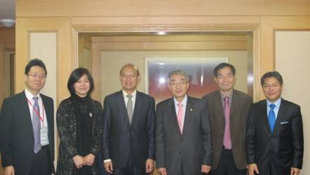 王恩哥與成均館大學校長金峻永教授會談並合影